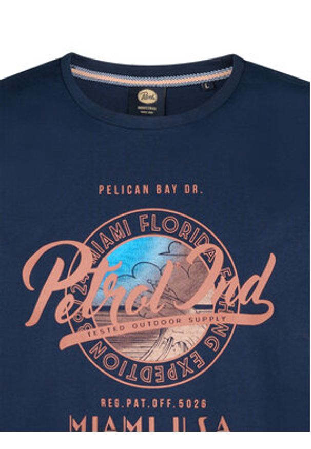 Petrol Industries T-Shirt M-1050-TSR602 Granatowy Regular Fit. Kolor: niebieski. Materiał: bawełna