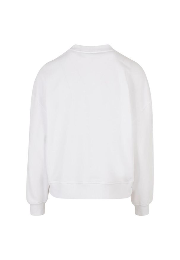 BUILD YOUR BRAND - Bluza Damska Dekolt W Szpic Oversized. Kolor: biały