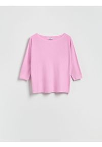 Reserved - Sweter z wiskozą - różowy. Kolor: różowy. Materiał: wiskoza. Wzór: gładki