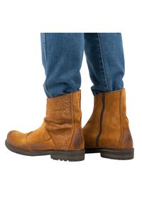 Olivier Buty męskie sztyblety skórzane 553KZ rude brązowe. Okazja: na co dzień. Zapięcie: zamek. Kolor: brązowy. Materiał: skóra. Styl: casual #2