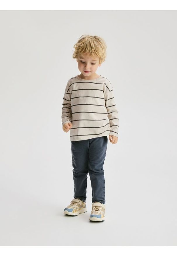 Reserved - Bawełniane legginsy - granatowy. Kolor: niebieski. Materiał: bawełna