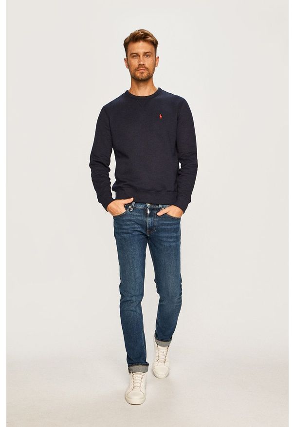 Polo Ralph Lauren - Bluza. Okazja: na co dzień. Typ kołnierza: polo. Kolor: niebieski. Materiał: dzianina. Styl: casual