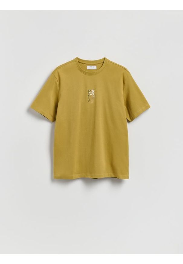 Reserved - T-shirt regular z nadrukiem - jasny zielony. Kolor: zielony. Materiał: dzianina, bawełna. Wzór: nadruk