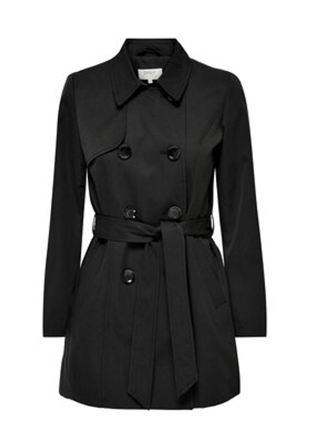 only - ONLY Trencz 15191821 Czarny Regular Fit. Kolor: czarny. Materiał: syntetyk