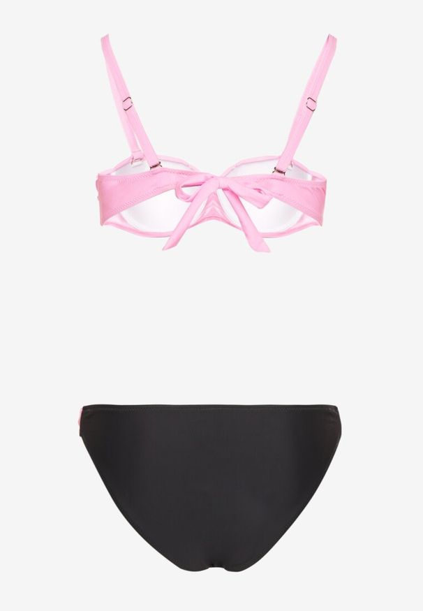 Renee - Jasnoróżowe Bikini Majtki Figi i Biustonosz z Marszczeniem Sepiana. Kolor: różowy