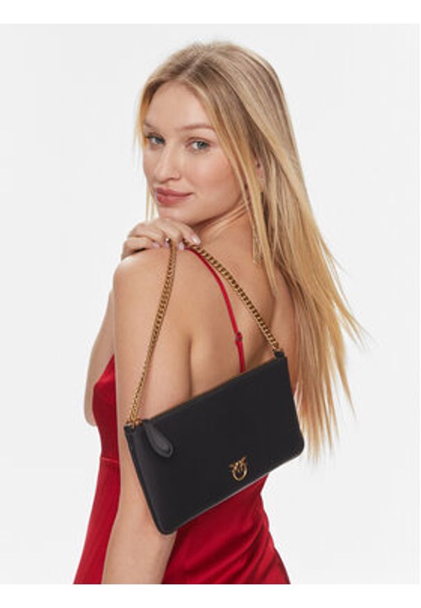 Pinko Torebka Horizontal Flat PE 24 PCPL 102747 A0F1 Czarny. Kolor: czarny. Materiał: skórzane