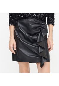 Reserved - Mini spódnica z imitacji skóry - Czarny. Kolor: czarny. Materiał: skóra #1