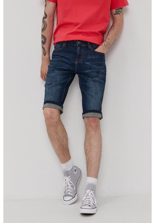 Lee Cooper Szorty jeansowe męskie. Okazja: na co dzień. Kolor: niebieski. Materiał: jeans. Styl: casual