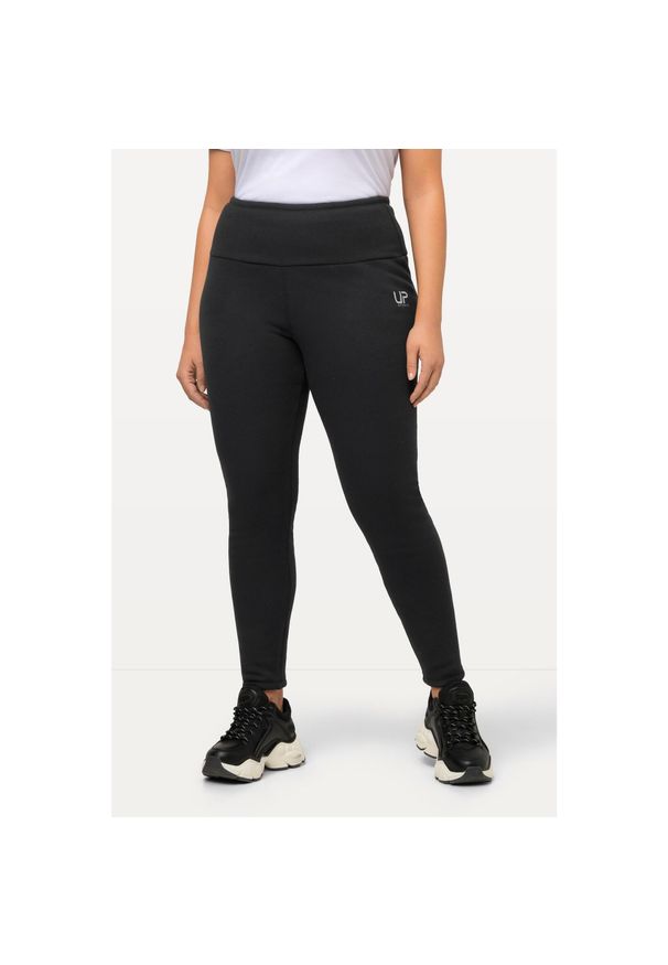 ULLA POPKEN - Damskie Legginsy sztuczne futerko od wewnątrz bardzo ciepłe wysoki stan. Stan: podwyższony. Kolekcja: plus size. Kolor: czarny. Materiał: bawełna, elastan, poliester, materiał. Sport: turystyka piesza