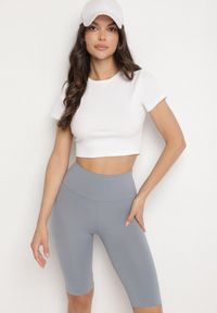 Born2be - Jasnoniebieskie Casualowe Szorty Typu Kolarki Lidessa. Okazja: na co dzień. Kolor: niebieski. Materiał: materiał. Sezon: lato. Styl: casual #3