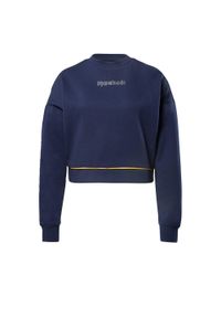 Bluza Reebok Piping Crewneck, Kobiety. Kolor: niebieski. Materiał: materiał, bawełna