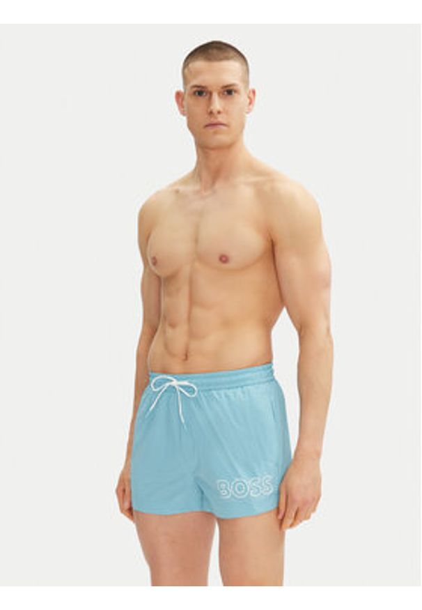 BOSS Szorty kąpielowe Mooneye 50469280 Niebieski Regular Fit. Kolor: niebieski. Materiał: syntetyk