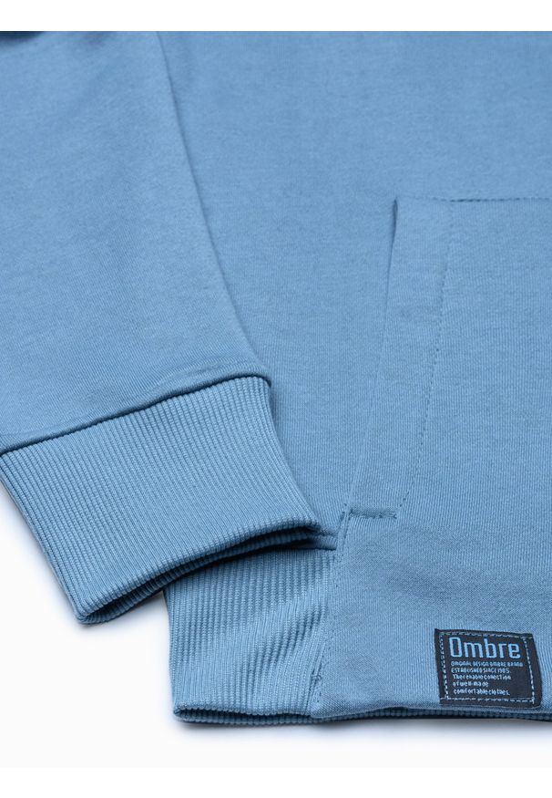 Ombre Clothing - Bluza męska z kapturem B1079 - błękitna - XXL. Typ kołnierza: kaptur. Kolor: niebieski. Materiał: bawełna, poliester