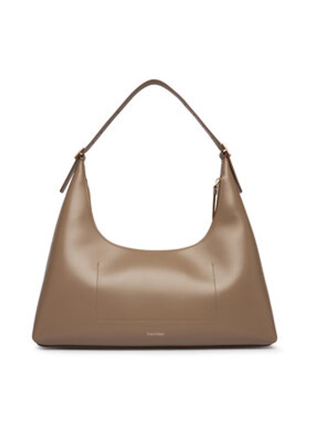 Calvin Klein Torebka Emblem Hw Lthr Shoulder Bag LV04F3262G Beżowy. Kolor: beżowy. Materiał: skórzane
