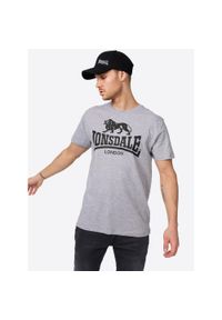 T-shirt o klasycznym kroju Lonsdale Logo. Kolor: szary. Materiał: bawełna. Wzór: nadruk #1