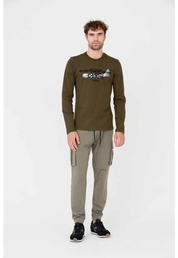 Aeronautica Militare - AERONAUTICA MILITARE Zielony longsleeve. Kolor: zielony. Długość rękawa: długi rękaw