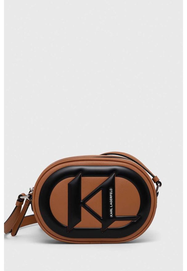 Karl Lagerfeld torebka skórzana kolor brązowy. Kolor: brązowy. Materiał: skórzane