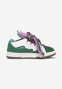 Renee - Zielone Sneakersy z Dekoracyjnym Sznurowaniem i Wstawką na Języku Cristen. Kolor: zielony