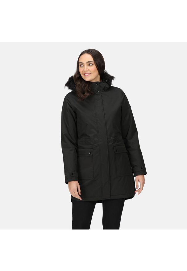 Regatta - Kurtka Parka Sabinka Fur Trim Rozmiar 36 Czarny - RWP352-800. Kolor: czarny. Sport: turystyka piesza