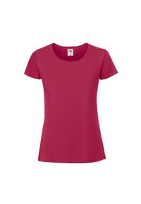 FRUIT OF THE LOOM - Koszulka Damska Iconic 195 Premium Ringspun Cotton T-shirt. Kolor: różowy. Sport: turystyka piesza