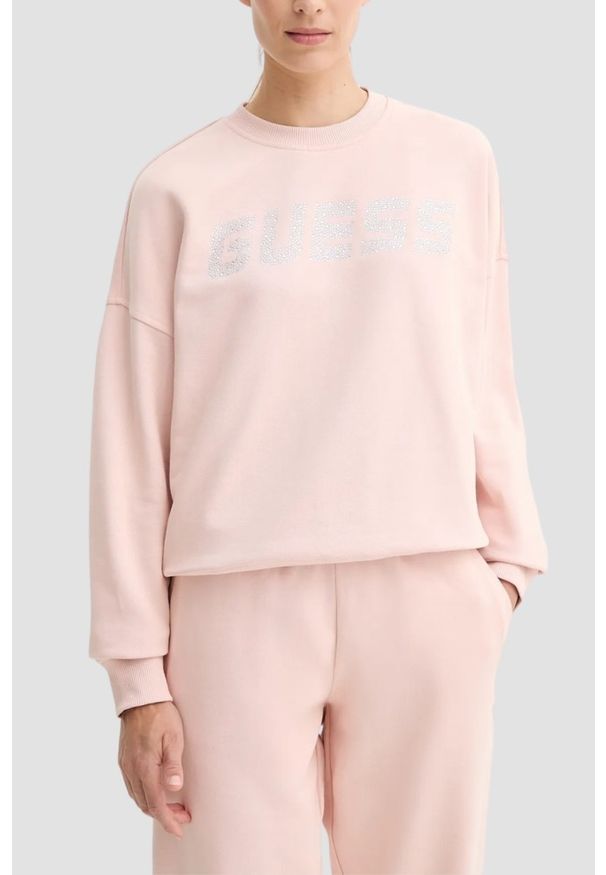 Guess - GUESS Różowa damska bluza Primula, Rozmiar L. Kolor: różowy