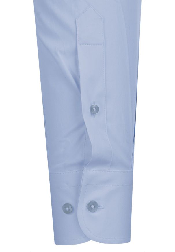 Delikatnie Taliowana Elegancka Koszula Męska - Victorio - Jasnoniebieska. Kolor: niebieski. Materiał: elastan, bawełna, poliester. Styl: elegancki