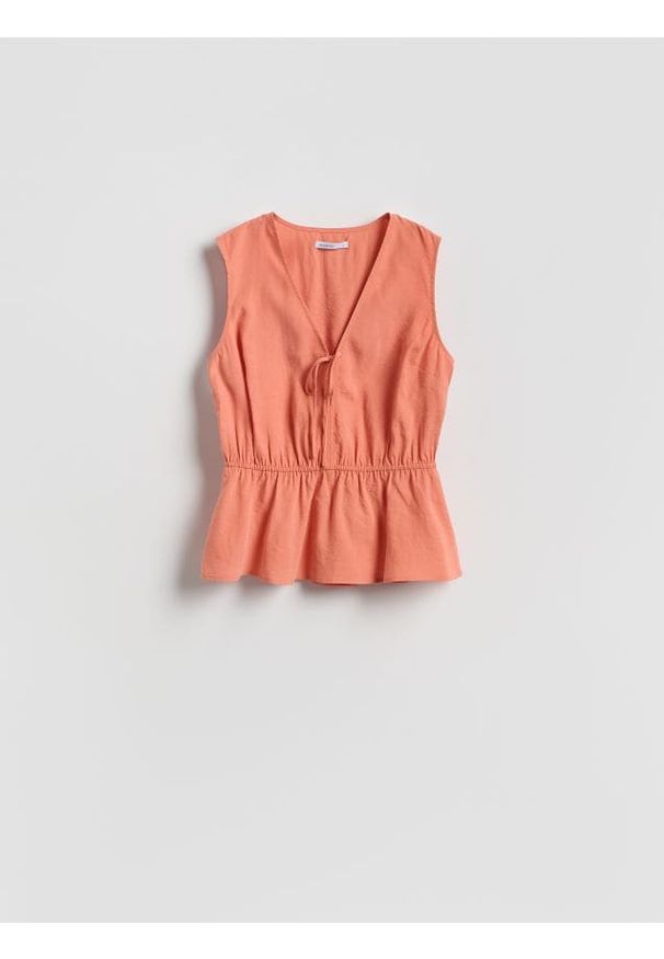 Reserved - Bluzka z modalem - pomarańczowy. Kolor: pomarańczowy. Materiał: tkanina