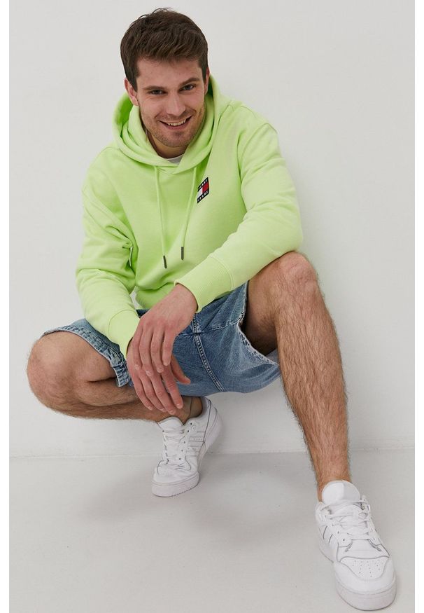 Tommy Jeans - Bluza bawełniana. Kolor: zielony. Materiał: bawełna