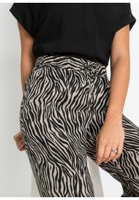 bonprix - Spodnie culotte z nadrukiem z lejącej wiskozy. Kolor: czarny. Materiał: wiskoza. Wzór: nadruk #3