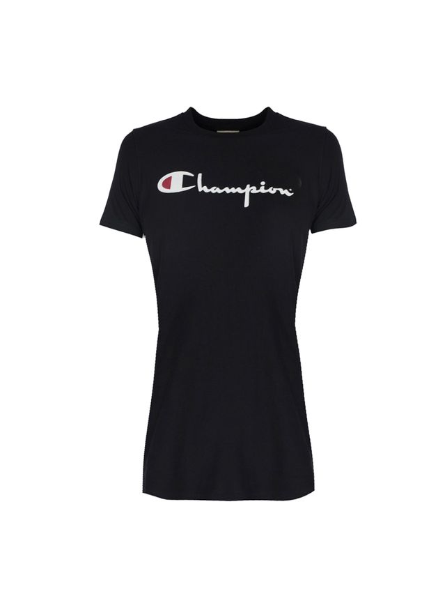 Champion T-Shirt "Long Top" | 110045 | Kobieta | Czarny. Kolor: czarny. Materiał: bawełna. Długość rękawa: krótki rękaw. Długość: długie. Wzór: nadruk