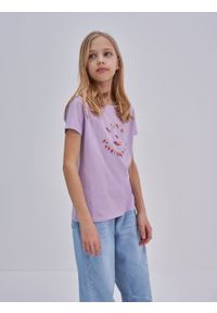 Big-Star - Koszulka dziewczęca z kolorowym nadrukiem fioletowa Felinka 500. Kolor: fioletowy. Materiał: tkanina, jeans, bawełna. Wzór: kolorowy, nadruk #3