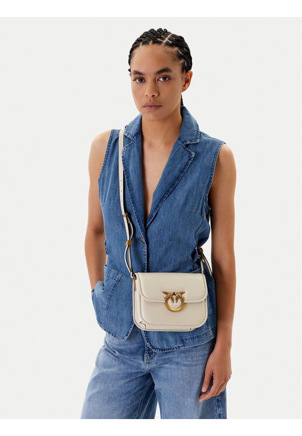 Pinko - PINKO Torebka Love Box Bag Fl Mini 104297 A26L Écru. Kolor: kremowy. Materiał: skórzane