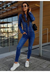 LIGARI JEANS - Kombinezon Jeans Blue Hodges. Kolor: czarny. Materiał: bawełna. Wzór: paski #3