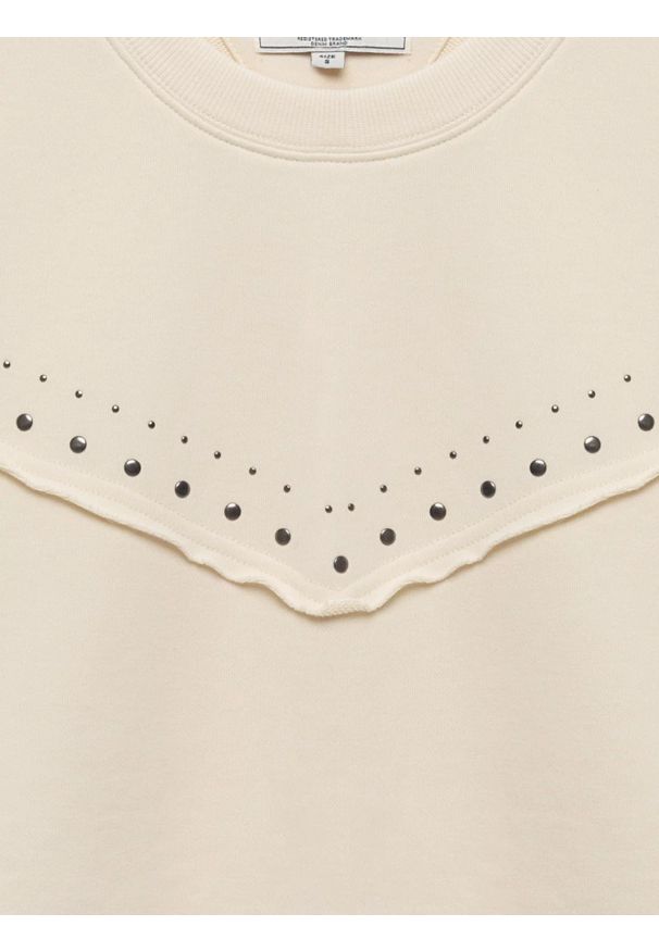 Big-Star - Bluza damska z linii Authentic perłowa Frolia 103. Okazja: na co dzień. Kolor: kremowy. Materiał: dzianina, skóra, materiał. Długość rękawa: długi rękaw. Długość: długie. Wzór: aplikacja, ze splotem. Styl: casual, elegancki, klasyczny