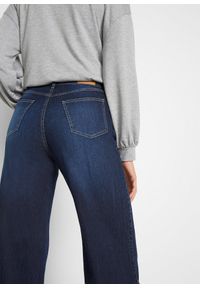 bonprix - Dżinsy Wide Leg Mid Waist, ze stretchem. Kolor: niebieski
