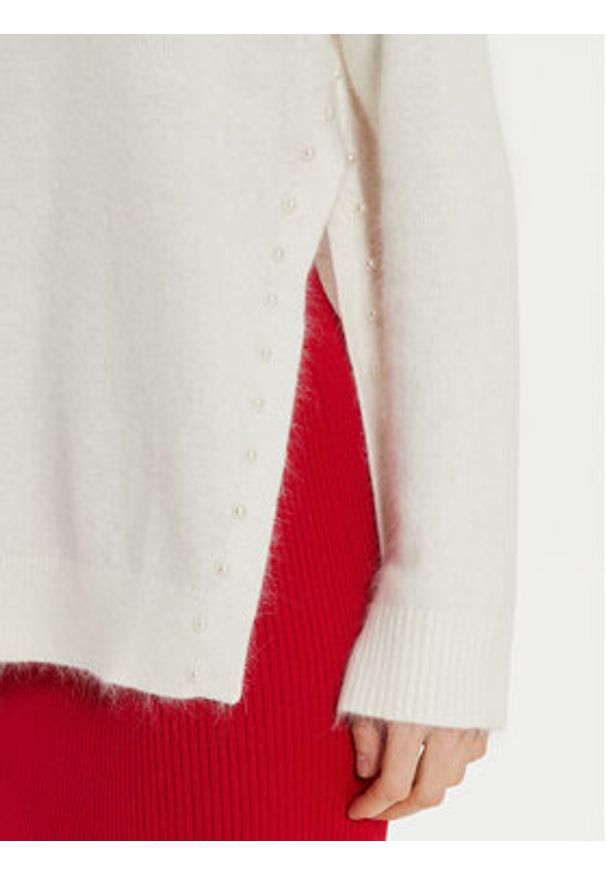 TwinSet - TWINSET Golf 242TT3291 Biały Loose Fit. Typ kołnierza: golf. Kolor: biały. Materiał: syntetyk