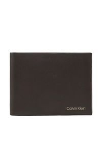 Calvin Klein Duży Portfel Męski Ck Concise Trifold 10Cc W/Coin L K50K510600 Brązowy. Kolor: brązowy. Materiał: skóra