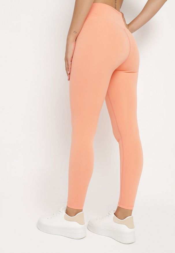 Born2be - Pomarańczowe Legginsy z Wysokim Stanem Parefia. Okazja: na co dzień. Stan: podwyższony. Kolor: pomarańczowy. Materiał: materiał. Styl: casual, sportowy