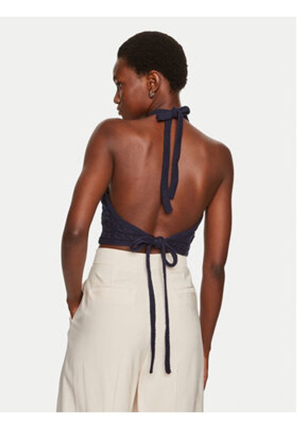 STAUD Bluzka Lori R24P3136CA Granatowy Regular Fit. Kolor: niebieski. Materiał: bawełna