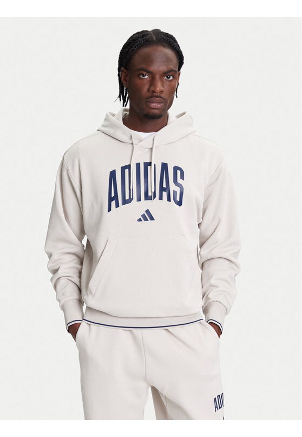Adidas - adidas Bluza Collegiate KC3872 Beżowy Regular Fit. Kolor: beżowy. Materiał: syntetyk, bawełna