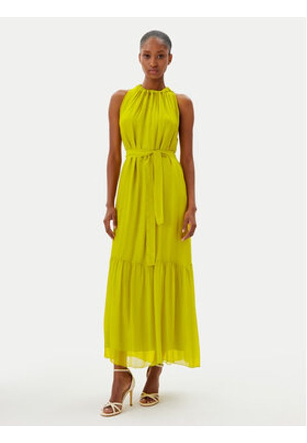 Haveone Sukienka letnia AFF-N004 Zielony Loose Fit. Kolor: zielony. Materiał: jedwab, wiskoza. Sezon: lato