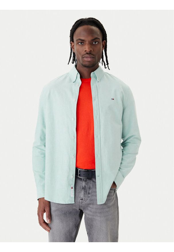 Tommy Jeans Koszula DM0DM21298 Zielony Regular Fit. Kolor: zielony. Materiał: bawełna