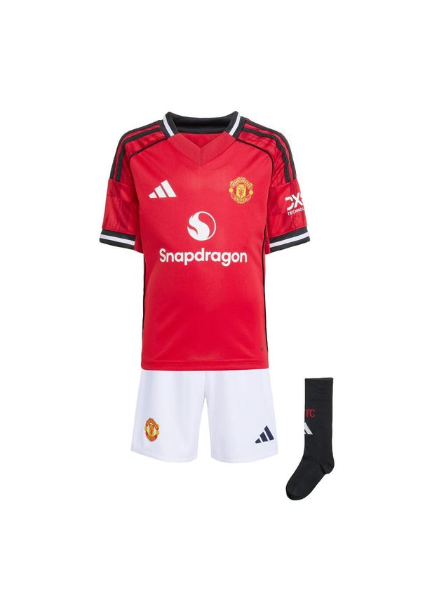Adidas - Zestaw Manchester United 25/26 Home Mini Kit Kids. Kolor: czerwony. Sport: piłka nożna