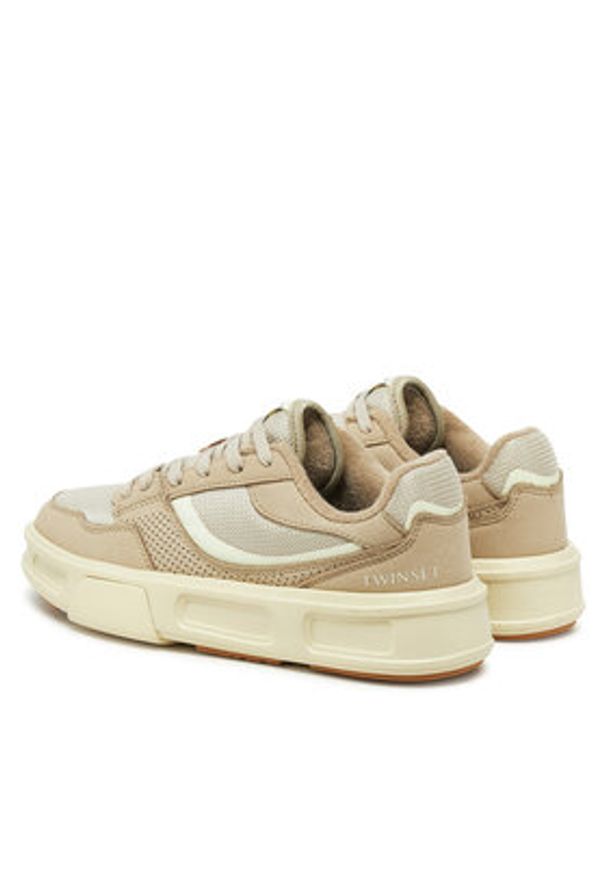 TwinSet - TWINSET Sneakersy 251TCP034 Beżowy. Kolor: beżowy. Materiał: materiał
