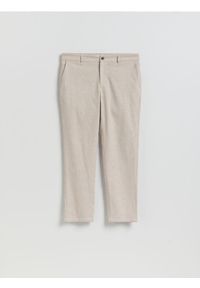 Reserved - Spodnie chino slim z lnem - beżowy. Kolor: beżowy. Materiał: len #1