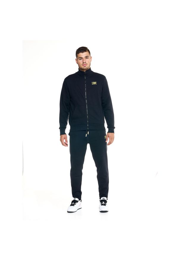 LEONE 1947 APPAREL - Welcome Back Męski dres ze stójką i zamkiem błyskawicznym na całej długości. Kolor: czarny. Materiał: dresówka. Sport: fitness