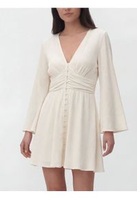 Reserved - Sukienka z wiskozą - kremowy. Kolor: kremowy. Materiał: wiskoza #1