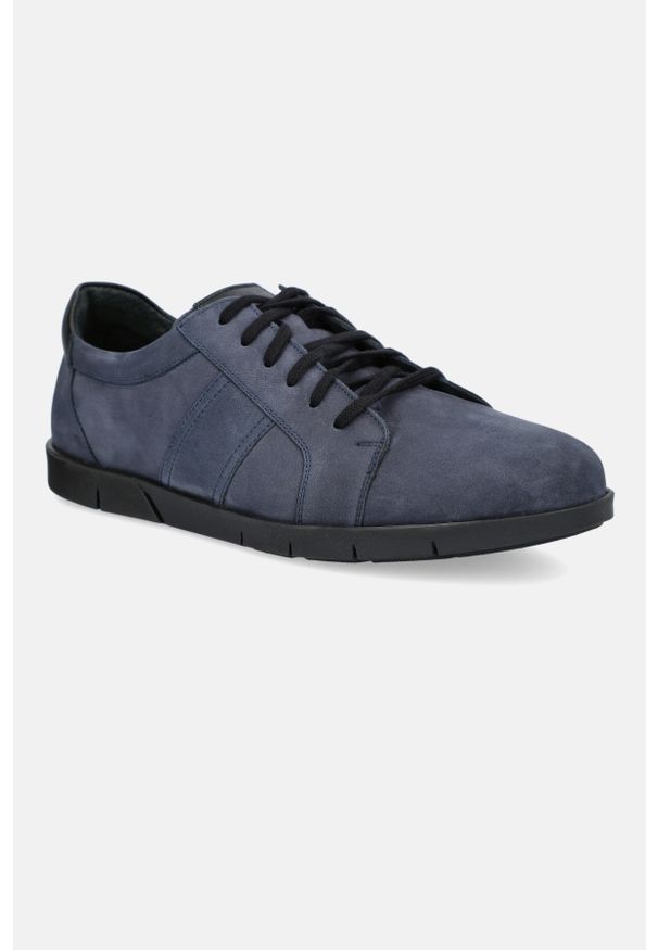 Lancerto - Sneakersy Granatowe Belfast. Kolor: niebieski. Materiał: materiał, jeans, skóra, tkanina, nubuk, kauczuk. Szerokość cholewki: normalna. Styl: sportowy