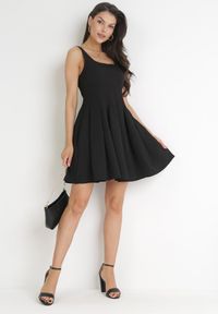 Born2be - Czarna Sukienka Mini na Ramiączkach Azrani. Kolor: czarny. Długość rękawa: na ramiączkach. Styl: wakacyjny. Długość: mini #3