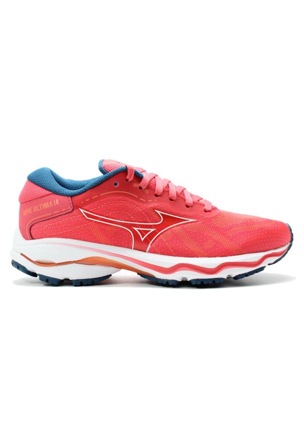 Buty do biegania damskie Mizuno Wave Ultima 14. Kolor: biały, czerwony, wielokolorowy, różowy. Materiał: materiał, syntetyk. Model: Mizuno Wave